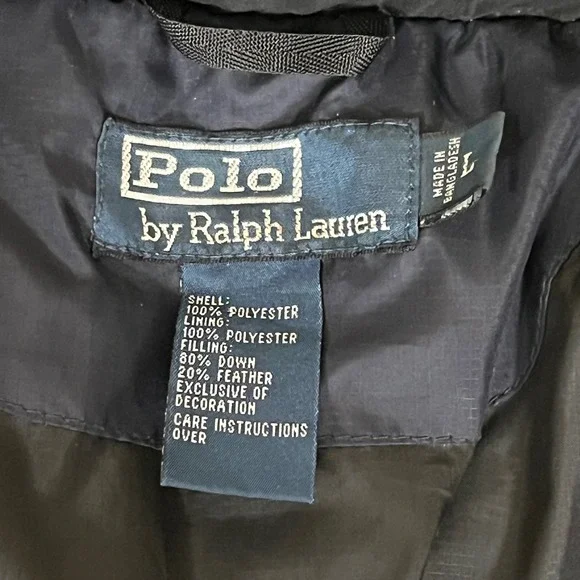 Polo Ralph Lauren RL/250 Mens Down Puffer Jacket Navy Black Large PonyFlaws